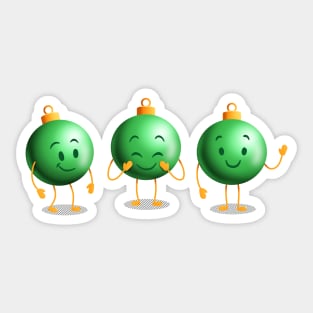 Green Cheerful Christmas Ball Ornaments Sticker